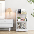 Vagusicc 3 Tier Bookshelf, Small Book Shelf Industrial Bookshelf, Wood Short Book Shelf Office Shelves with Metal Frame, White Open Shelf Storage Organizer Bookcase for Living Room Bedroom, White
