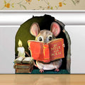 Mouse Reading Book Wall Sticker Decal – Kids Room, Classroom, Home Decor, Bookcase, Book Lover Gift, Children's Bedroom, Nursery, Cute Mouse, MICESTERPIECE