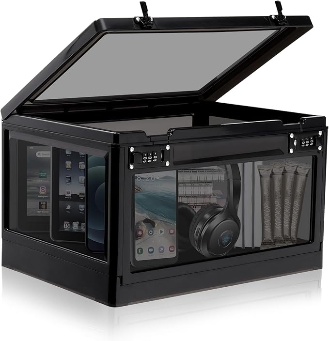 Lalifebuss Large Lock Box for Personal Items, 24 Litre Combination Lockable Storage Box for Office Locker/School/Medicine/Snacks/Phone Jail/Electronic/Home