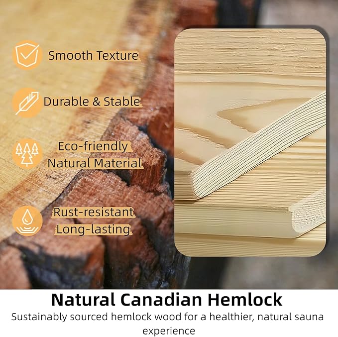 Luxury Dual-System Wood Sauna Room for 3-4 Person, Hybrid Indoor Sauna Spa,Canadian Hemlock, 4.5KW Heater, 195°F Steam+149°F Far Infrared, 10 Heating Elements, 220V, Oxygen Ionizer, 8mm Tempered-grass