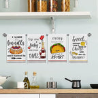 Funny Kitchen Towels and Dishcloths Sets of 4 Kitchen Towels with Sayings Cheese Bundts Absorbent Drying Tea Dish Towel for Cooking Baking Home Decorations,16 x 24 Inch