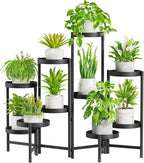 iDavosic.ly Plant Stand Indoor Outdoor, 10 Tier Corner Metal Flower Display Holder Shelf, Folding Tall Orchid Rack for Patio Balcony Porch Garden Living Room House, Black