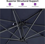 PURPLE LEAF 8 Feet Patio Umbrella Outdoor Cantilever Square Umbrella Aluminum Offset Umbrella with 360-degree Rotation for Garden Deck Pool Patio, Navy Blue
