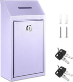 Yaocom Metal Money Box,Morandi Purple,10.24 x 5.71 x 2.95 Inch,No Lid | Wall Mounted Drop Donation Cash Box for Farm Stand Collection Safe Suggestion Box with Lock Container for Home Office Outdoor