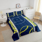 Feelyou Kids Softball Comforter Set Full Size Sports Game Bedding Set for Boys Girls Teens Bedroom Decor Baseball Comforter Softball Gaming Theme Duvet Set with 2 Pillow Case