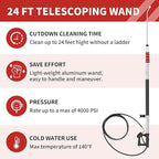 24 FT Gutter Cleaning Tools from The Ground - Telescoping Pressure Washer Wand - Gutter Cleaner Attachment with Power Washer Extension Wands, 7 Spray Nozzle Tips, 3 Hose Adapters and Support Belt