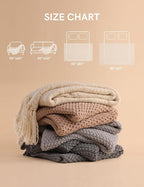 YnM Chunky Cotton Knit Throw Blanket, Cable Knit Throws for Bed Couch Sofa, Comfy & Relaxing, Decorative Piece for Farmhouse Modern Boho Rustic Scandinavian Chic Vibe, Quarry Grey 60x80 Inches