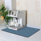 ZLR Coffee Bar Mat for Keurig & Nespresso, 12"x16" Small, Navy Blue | Absorbent Dish Drying Mat, Stain-Hiding PU Leather Top, Non-Slip Rubber Back, Heat-Resistant, Fits Frother & Pour-Over
