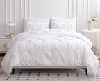 LANE LINEN White Comforter Set with Sheets, 7 Piece Bed in a Bag Queen Size, Pintuck Queen Bed Set, Ultra Soft Bedding Queen Size with Down Alternative Comforter, Sheets, Pillowcases & Shams - White