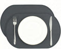 Oval Silicone Placemats Set of 2, 15.8 x 10.5in, Table Protector, Gray | Food-grade Silicone , Non-slip , Raised Edge Heat Resistant, Easy Clean , Compact Size, for Dining Table