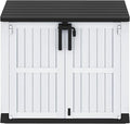 DWVO 36 cu ft Tool Storage Shed, Storage for Bakcyard, Patio, and Garden, Resin Plastic Shed with Sloped Lid, Lockable Door, and Wood Grain Finish, Light Gray