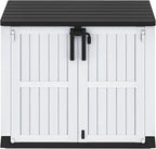 DWVO 36 cu ft Tool Storage Shed, Storage for Bakcyard, Patio, and Garden, Resin Plastic Shed with Sloped Lid, Lockable Door, and Wood Grain Finish, Light Gray
