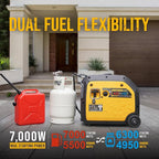7000W Dual Fuel Inverter Generator, Gas & Propane Powered, RV Ready Remote/Electric Start, Super Quiet, 120V/240V with CO Sensor Portable Generator for RV, Camping or Party,EPA Compliant