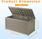 200 Gallon Outdoor Storage Box Waterproof Lockable Resin Deck Box Large, Patio Storage Bin for Pool Accessories Cushion Furniture, Garden Tools, UV-Resistant Outside Delivery Grey