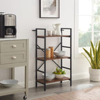 3 Tier Bookshelf, Bookcase Shelf Storage Organizer, Modern Book Shelf for Bedroom, Living Room and Home Office, Wood & Metal (Rustic Walnut)