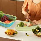Camping Cutting Board, HI NINGER Collapsible Chopping Board with Colander, 9-In-1 Multi Chopping Board Kitchen Vegetable Washing Basket for Camping,Camping Gifts Camping Accessories for RV Campers