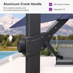 PURPLE LEAF 10' × 13' Patio Cantilever Umbrella with Base Outdoor Rectangle Adjustable Offset Umbrellas with 360-degree Rotation and 8 Heavy Duty Metal Ribs for Garden Deck Pool Navy Blue