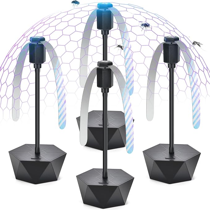 GUIDOT Fly Bug Fans for Food Tables, Fly Control Spinner Table Top Keep Flies Away from Patio Picnic Party Restaurant Kitchen Camping and BBQ