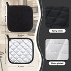 Joyhalo 6 Pack Pot Holders for Kitchen Clearance | Cotton Oven Holder with Great Heat Resistance, Potholders Sets for Kitchen, Countertops, Hot Pots and Pans, Black