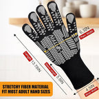 BBQ Gloves, Oven Gloves, 1472°F Extreme Heat Resistant Barbecue Gloves, Silicone Non-Slip Oven Mitts, Kitchen for Cooking, Grilling, and Baking