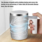 Self Stirring Mug,Rechargeable Auto Magnetic Coffee Mug with 2Pc Stir Bar,Waterproof Automatic Mixing Cup for Milk/Cocoa at Office/Kitchen/Travel 14oz Best Gift - White