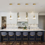 Pendant Light Fixtures Kitchen: 2 Pack Modern Gold Island Light with Clear Glass - 6 Inch Mid Century Globe Kitchen Lighting Chandeliers Ceiling for Foyer Bedroom