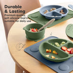 KeaBabies 2pk Silicone Placemats for Toddlers, Kids, Baby, 12x9 (Rocky, S) | Non Slip Suction Silicone Placemat for Restaurants, Dining Table,Travel, Easy to Clean, Food Grade/BPA-Free, Small Table Mat