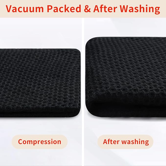Homaxy 100% Cotton Oversized Waffle Weave Kitchen Towels, 3-Pack, Black | 20 x 28 Inches, Ultra Soft Absorbent Dish Towels, Quick Drying Large Cleaning Towels