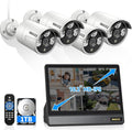 OOSSXX HD Monitor All-in-One 5.0 Megapixel PoE Outdoor Home Security Camera System Wired Outdoor Video Surveillance IP Cameras System