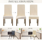 MOSAYT 100% Waterproof Dining Room Chair Covers Set of 2, Super Fit Stretch Jacquard Parson Chairs Slipcovers Removable Washable Chair Seat Protectors for Home, Kitchen, Banquet (Beige)