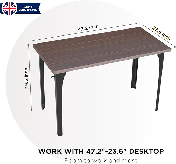 Home Office Computer Desk 47.2x23.6 inch gaming Desk, Modern and Minimalist home office desk, Home Office Desks, Study Desk, Craft table Black Metal Designed Frame, Dark Brown Board color.