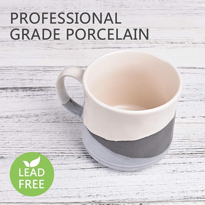 Bosmarlin Large Stoneware Coffee Mug, Big Tea Cup for Office and Home, 21 Oz, Dishwasher and Microwave Safe, 1 PCS (Geometry-Grey)