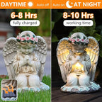 Solar Garden Outdoor Statues Lights, Resin Angel Figurine Light for Patio, Balcony, Yard, Lawn Ornament, Unique Housewarming Gifts and Yard Decor (Prayer Angel)