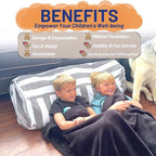 Stuffed Animal Storage Bean Bag Cover for Kids - Organize, Sit, Play & Box Help Promote Comfort and Relaxation - Perfect Playroom & Bedroom Plush Toys Beanbag, Cylinder, Best Gift for Kids