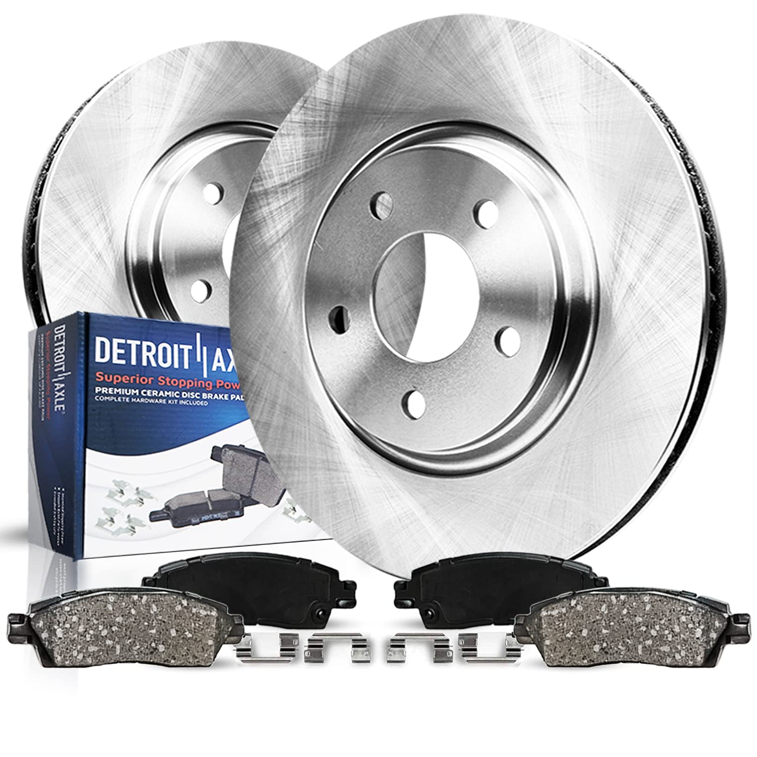 Detroit Axle - Front Brake Kit for 2007-2018 BMW X5 2011-2019 X6, Disc Brake Rotors Ceramic Brakes Pads with Hardware Replacemen