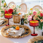 Vintage Champagne Coupes Glass Cute Martini Cocktail Glasses,13oz Crystal Martini Wine Glasses Set Of 12 Elegant Flower -Shaped Goblet Drinking Champagne Dessert Yogurt Ice Cream Glassware Cups Red