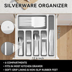 49-Piece Stainless Steel Silverware Set with Cutlery Organizer, Service for 8 with Steak Knives and Kitchen Utensils
