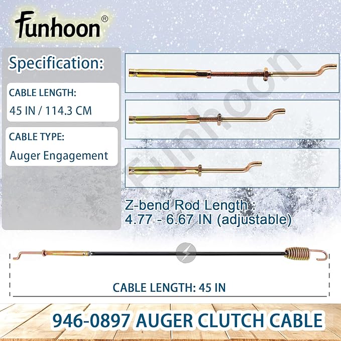 946-0897 Auger Clutch Cable for MTD, Yard Machine, Troy-Bilt, Cub Cadet, Craftsman Snow Blowers Replaces 946-0897A 746-0897 746-0897A