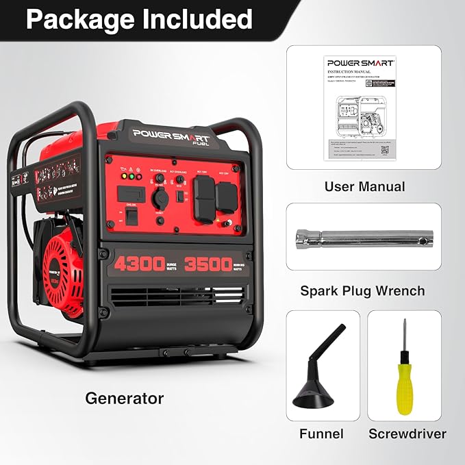 PowerSmart 4300-Watt Portable Generator with Inverter Technology, 30 Amp for Home Use and Emergency Backup