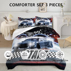 Axolotl Race Car Comforter Set Twin Size,Extreme Sports Bedding Set for Boys Teens Kids Girls Room Decor,Cool Speed Luxury Car Quilt Bed Set with 1 Comforter 2 Pillowcases Car Racing Gifts