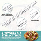 meekoo 6 Pcs 11 Inches Stainless Steel Korean BBQ Grill Tongs Japanese Barbecue Tongs for Cooking Portable Kitchenware Home Outdoor Steak Salad Food