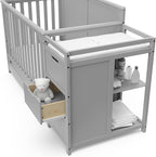 Graco Hadley 5-in-1 Convertible Crib and Changer with Drawer (Pebble Gray) – Crib and Changing-Table Combo with Drawer, Includes Changing Pad, Converts to Toddler Bed, Daybed and Full-Size Bed