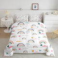 Erosebridal Kids Rainbow Bedding Set, Girly Love Heart Comforter Set Queen Size Cartoon Rainbow Cloud Duvet Sets for Girls Boys Women Bedroom Decor, Soft Microfiber Down Comforter 3 Pieces,Colorful