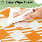 10 Packs Buffalo Disposable Table Cloth, 54 x 108 Inch Waterproof Plastic Tablecloth, Rectangle Pumpkin Orange and White Checkered Table Covers for Picnic, Birthday, Party