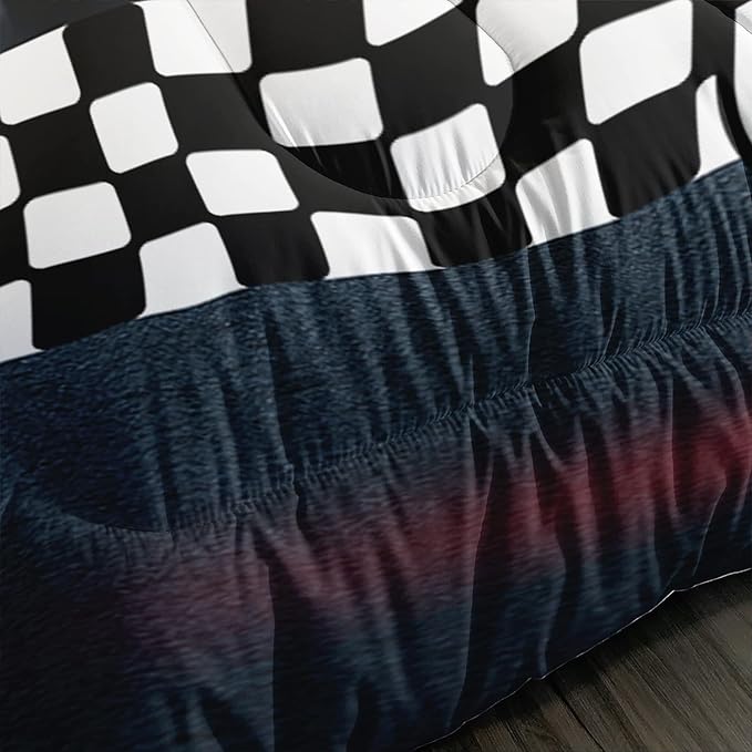 Axolotl Race Car Comforter Set Twin Size,Extreme Sports Bedding Set for Boys Teens Kids Girls Room Decor,Cool Speed Car Quilt Bed Set with 1 Comforter 2 Pillowcases Car Racing Gifts,Black Red