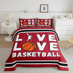 Feelyou Basketball Bedding Set Queen Size Gaming Sports Comforter Set for Kids Boys Girls Decor Ball Games Comforter Gift for Basketball Lover Duvet Set Bedroom Quilt Set