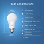 Feit Electric A19 Smart LED Light Bulb, 60W Equivalent, Dimmable, RGBW Color Changing, Alexa & Google Home Compatible, 2.4GHz Wi-Fi Enabled, 800 Lumens, 25,000-Hour Lifetime, OM60/RGBW/CA/AG/6, 6-Pack