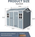 8x6 FT Resin Storage Sheds Outdoor with Floor, 2 Windows & Lockable Door Storage Shed - Waterproof Garden Tool Shed, Patio & Backyard Tool Storage Cabinet Use - Gray