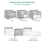 Dream On Me Ashton 4-In-1 Convertible Crib In Storm Grey, Greenguard Gold, JPMA Certified, Non-Toxic Finishes, Features 4 Mattress Height Settings, Made Of Solid Pinewood