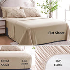 Ubauba 7pc Beige Comforter Set Full Size, 7 Piece Pintuck Bed in a Bag Ivory with Comforters and Sheets, Off White Pinched Pleat Bedding Comforters & Sets (Cream, Full)